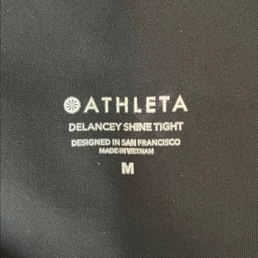 Athleta Delancey Mixed Media Shine Tights Leggings - Faux Leather - Picture 8 of 9